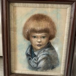 Vintage Portrait, Signed, Frame.