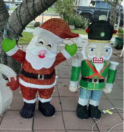 Christmas LED Santa And Nutcracker Outdoor Decorations
