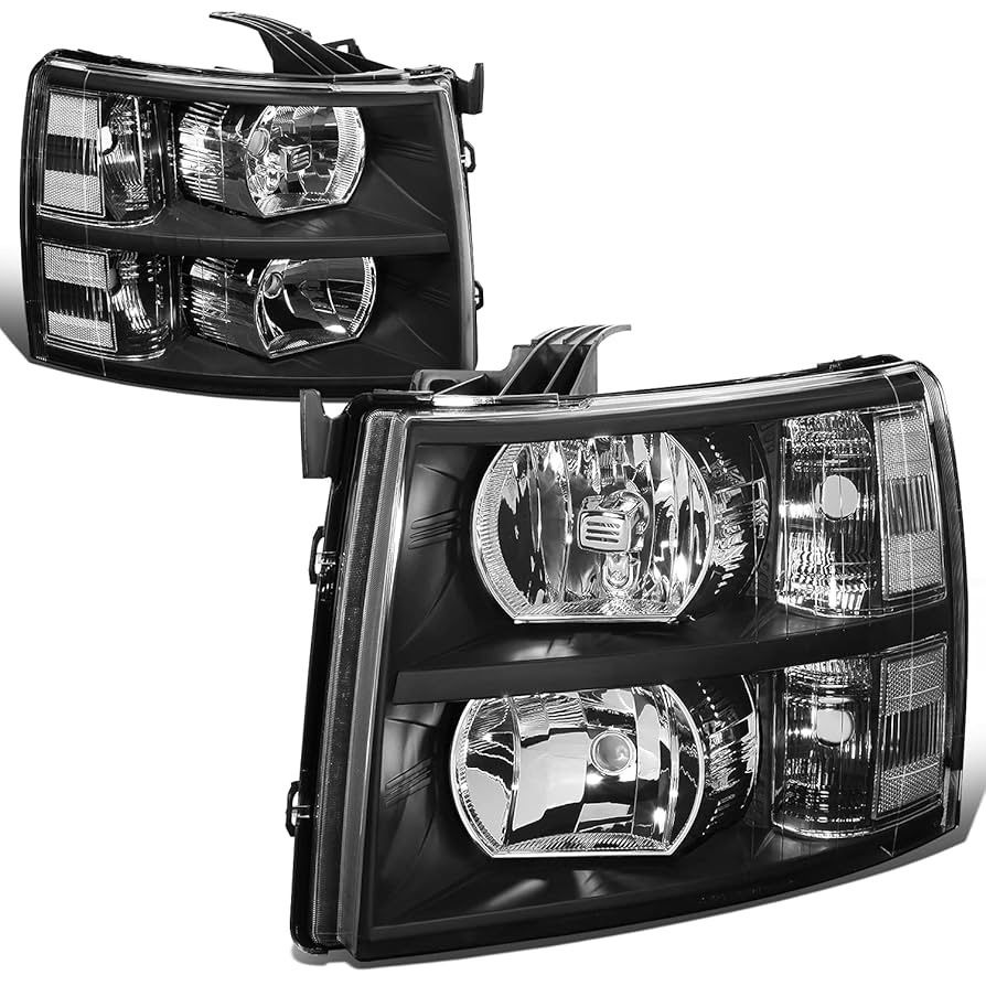 1246B DNA Motoring HL-OH-CSIL07-BK-CL1 Pair of Black Housing Headlights Compatible with 07-13 Silverado 1500 / 07-14 Silverado 2 & HD Models