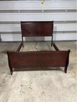 Cherry wood sleigh bed frame