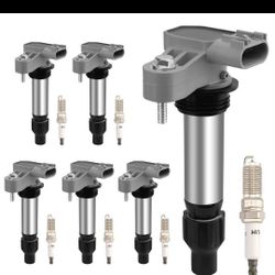 Lot # RO5368: HQPASFY Ignition Coil Pack Iridium Spark Plugs Set of 6 Compatible with Buick Enclave Lacrosse Cadillac SRX ATS Chevy Malibu Impala GMC 