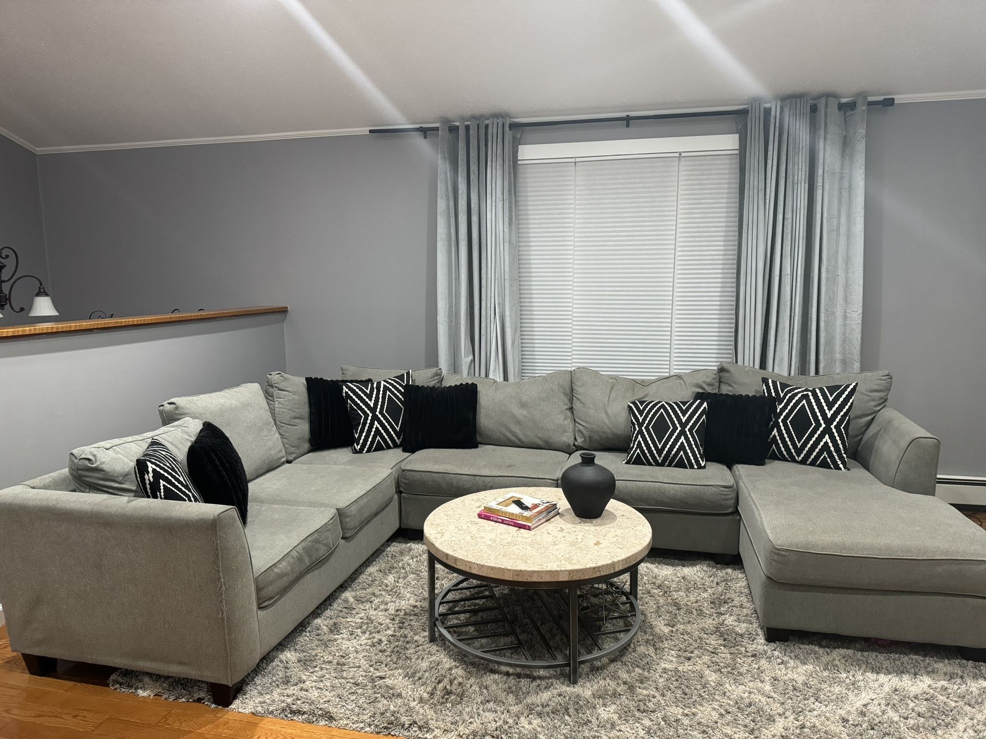Gray 3-pc. Sectional Sofa w/ Full Sleeper