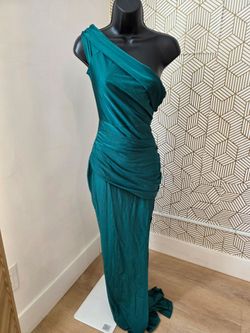 Teal One-Shoulder Ruched Maxi Gown