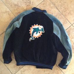 Dolphins suede jacket Lg.  $150.00 CASH, TEXT FOR PRICES. 
