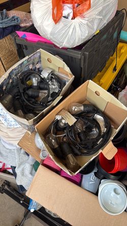 Backyard string lights, patio lights, hanging lights, garage sale