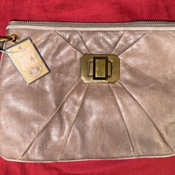 NWT Vintage JUICY COUTURE Genuine Leather Large Brown Wristlet Wallet Clutch