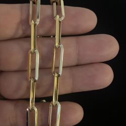 14k Gold Paperclip Necklace 