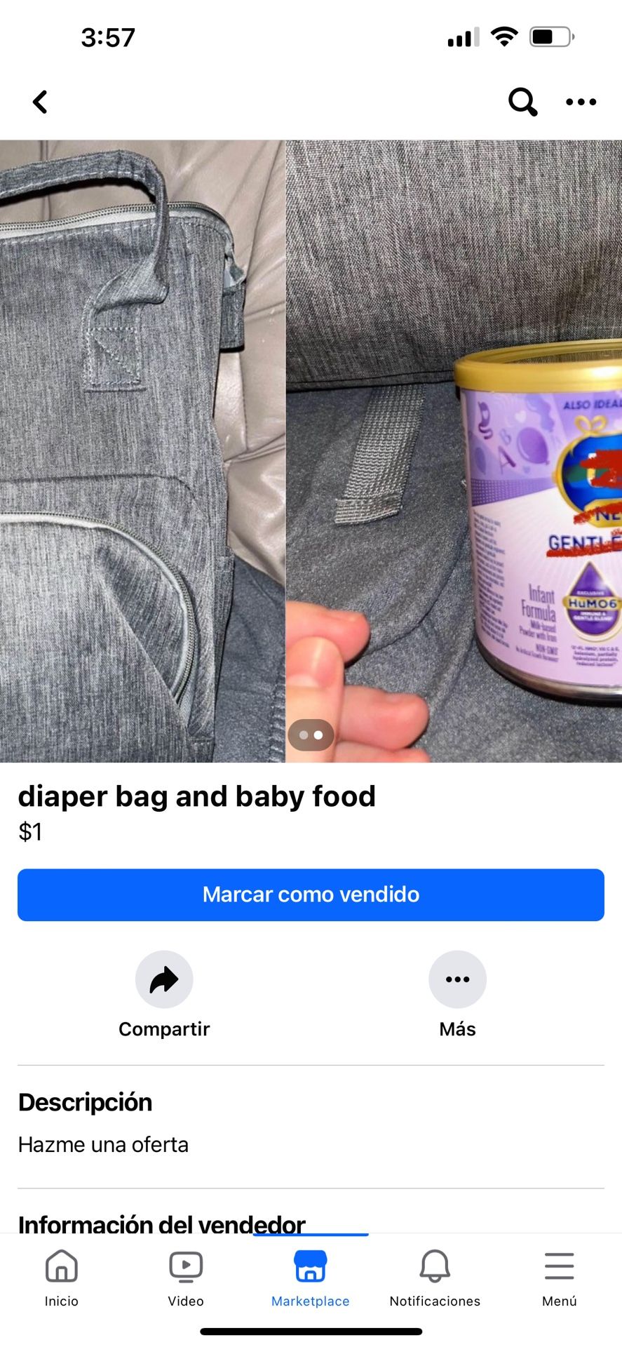 diaper bag and baby food