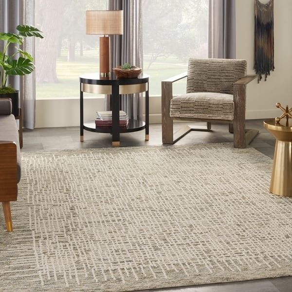 Nourison Vail Textured Wool Modern Crosshatch Area Rug - 7'9" x 9'9"