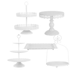 ✨ Elegant white metal cake stands set, perfect for displaying cakes, cupcakes, cookies, desserts, pastries, or appetizers at any special occasion.  Fe