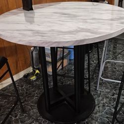 Ashley furniture carara marble laminate wooden table with ikea chair set of 4 