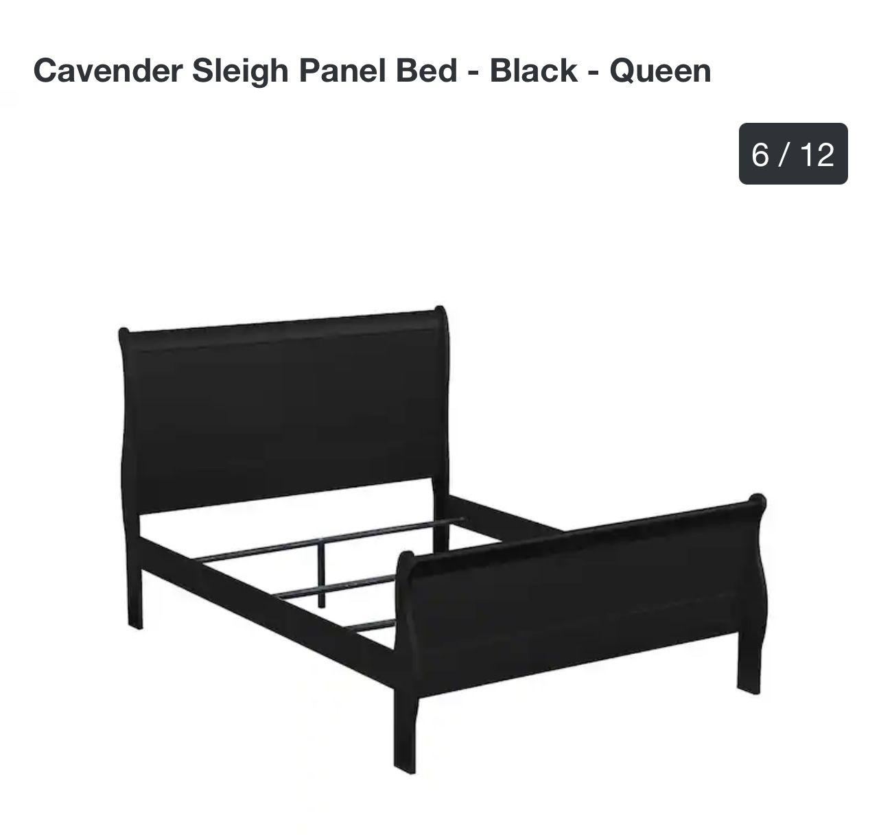 Black sleigh panel Headboard & Footboard- Queen