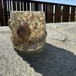 Crushed Shell Covered Tea Lite Holder