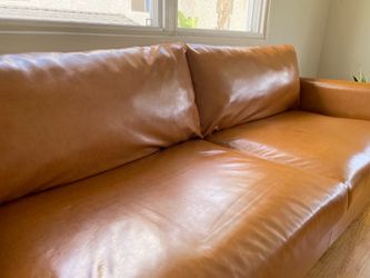 Brown faux leather couch 80.3”