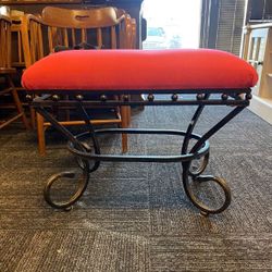 Red Cushion + Metal Ottoman 