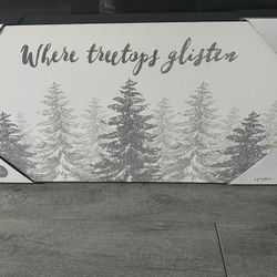 Flocked Glitter Christmas Tree Wall Art