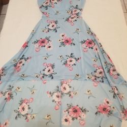 Blue/pink Flowers Dress