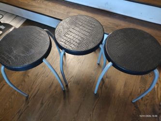 3 black PLASTIC STOOL METAL LEGS