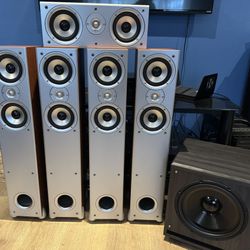 Home theater speakers + Subwoofer + Reciever
