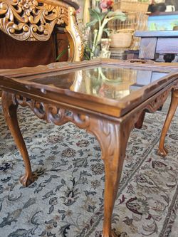 French Louis XV style carved side table with tray