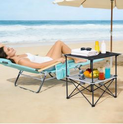 SUNNYFEEL Folding Camping Table- Collapsible Portable Beach Table with 4 Cup Holders