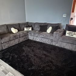 Grey Couch W/ Cup Holders