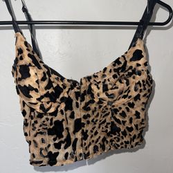 Cheetah Cropped Corset Top