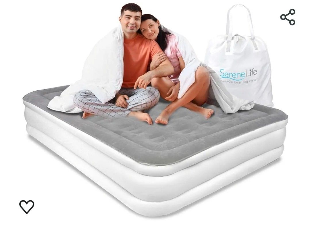 2856: New in box- SereneLife Luxury Full Size Air Mattress with Built-in High-Speed Pump, Plush Blow-Up Inflatable Airbed w/ Enhanced Support Coils &
