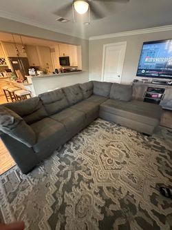 Gray Fabric Sectional Sofa with Chaise