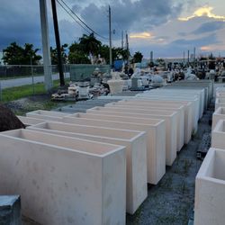 Concrete Large Rectangular Planters / Cement Backyard Patio Garden Planter Pots