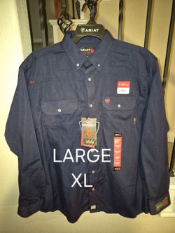ARIAT FRC GLEN GUARD FEATHER LIGHT WEIGHT NAVY BLUE BUTTON UP SHIRT