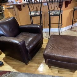 Michael Gold  Leather Chair And Ottoman
