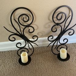 Rod Iron Candle Holder .
