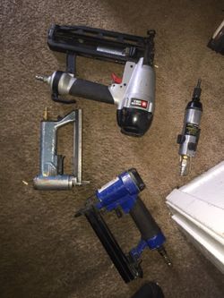 Central pneumatic Air screwdriver and staple gun , porter cable staple gun, and bea staple gun