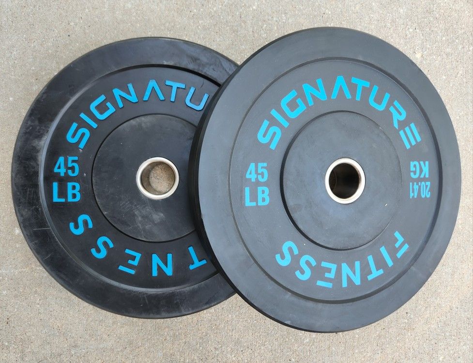Signature Fitness 45lb 2" Olympic Blue Letter Bumper Plate Weights