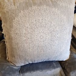 Large two toned pillow with an amazing pattern.