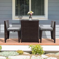 Small Space Patio Table & 2 Nesting Chairs