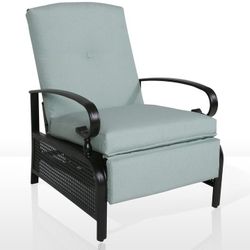 Outdoor Adjustable Recliner Chair with Cushion, Patio Adjustable Lounge Chair with Armrests, Turquoise