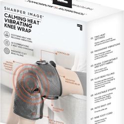 Calming Heat Knee Wrap by Sharper Image Personal Electric Knee Heating Pad Wrap with Vibrations