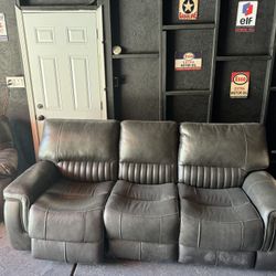 Grey Fully Electric Leather Couch 