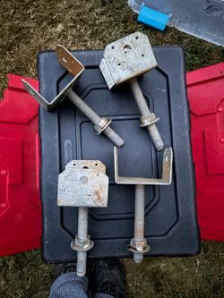 Galvanized Post Base Anchors with Bolts – Set of 4