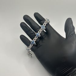 Moissanite Clover Bracelet VVS1 Silver 8 Inches Passes Tester Brand New Iced Out