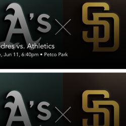 2 Tickets Padres Vs Athletics Tuesday 6/11 $60 Each 