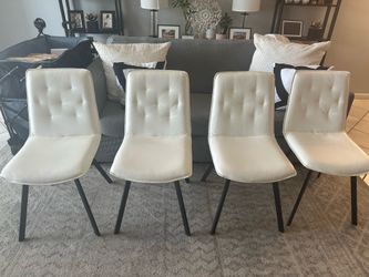 Leather white tufted dinner table set of 4