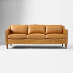 West Elm Hamilton leather sofa 91” length