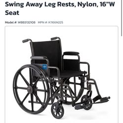 Medline K1 Basic Wheelchair w/ Swing Back Desk Length Arms & Swing Away Leg Rests, Nylon, 16"W Seat