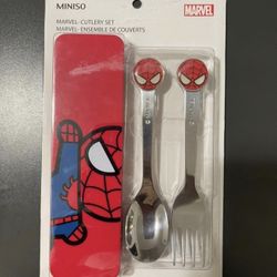 New Spider-Man stainless steel fork and spoon set with case 