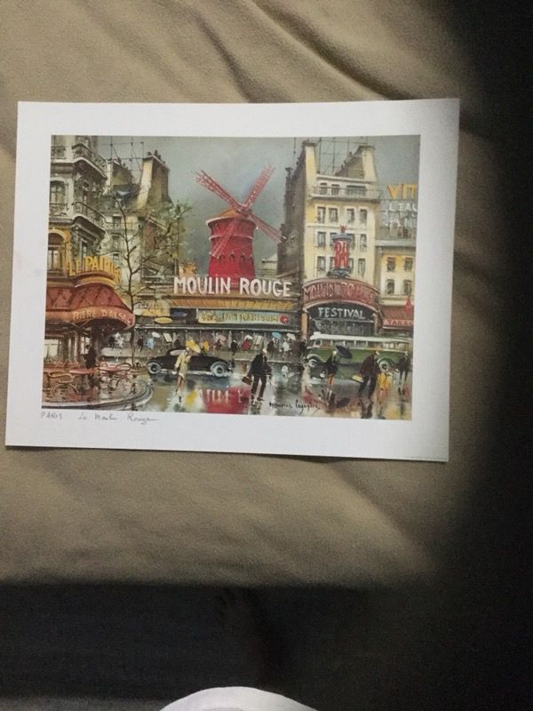 Original Vintage Paris France Moulin Rouge Lithograph Print, Maurice Legendre, Krisarts 1976