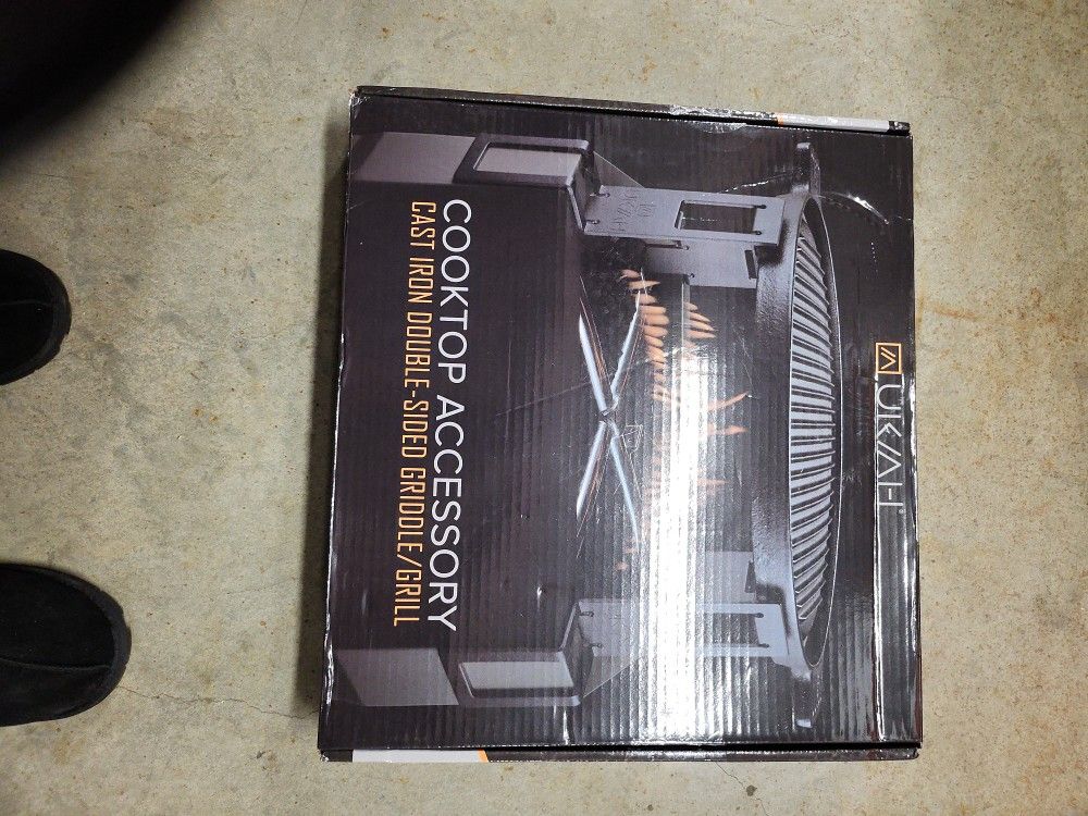 Cast iron double-sided griddle grill.
For fire pit huh