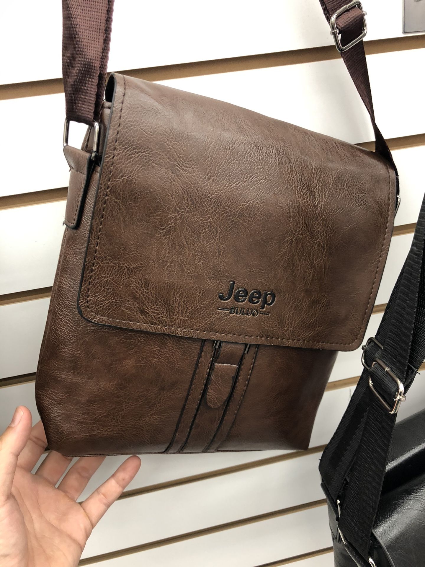 Brown Leather crossbody Messenger bag
